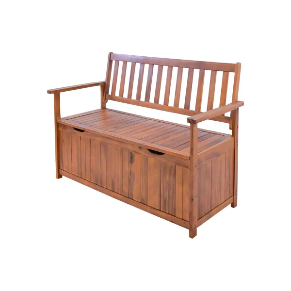 Banc de Jardin avec Coffre en Acacia Massif 130 cm