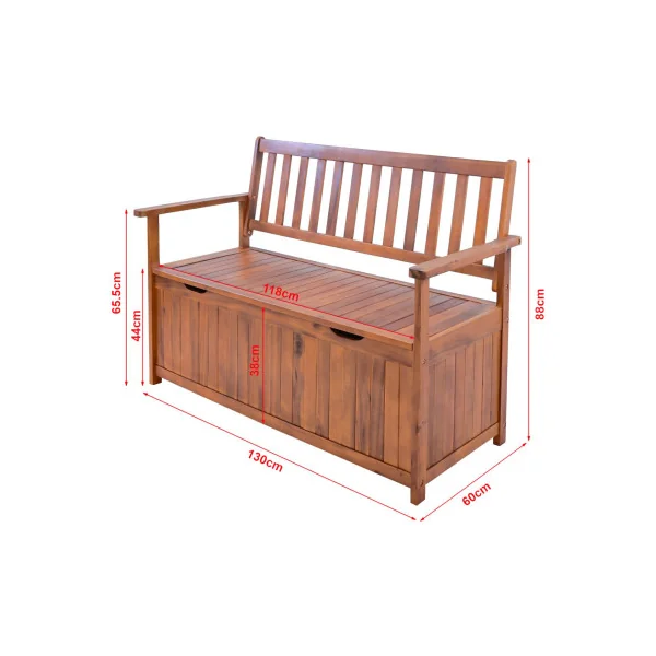 Banc de Jardin avec Coffre en Acacia Massif 130 cm
