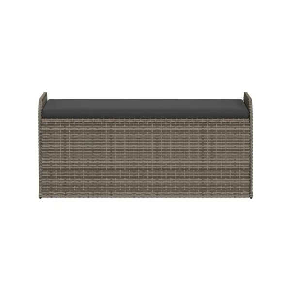 Banc de Jardin avec Coffre Rangement en Résine Tressée Gris 115 cm