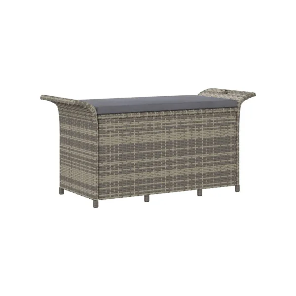 Banc de Jardin avec Coffre Rangement en Résine Tressée Gris 116 cm