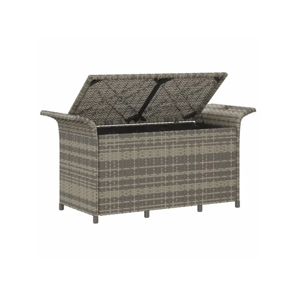 Banc de Jardin avec Coffre Rangement en Résine Tressée Gris 116 cm