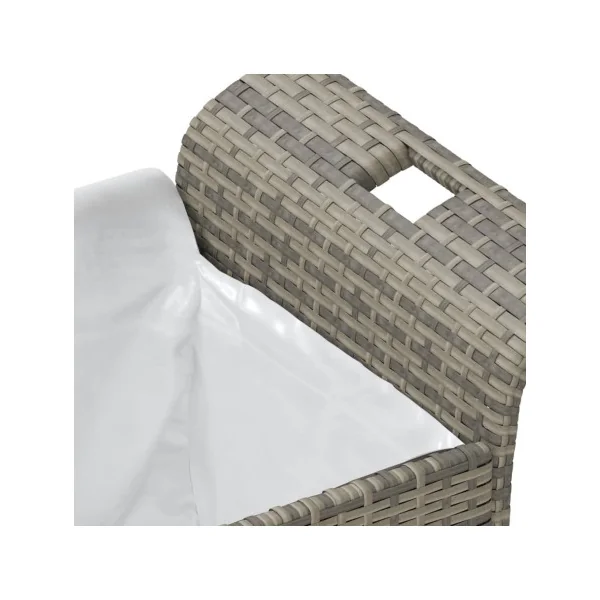 Banc de Jardin avec Coffre Rangement en Résine Tressée Gris 116 cm