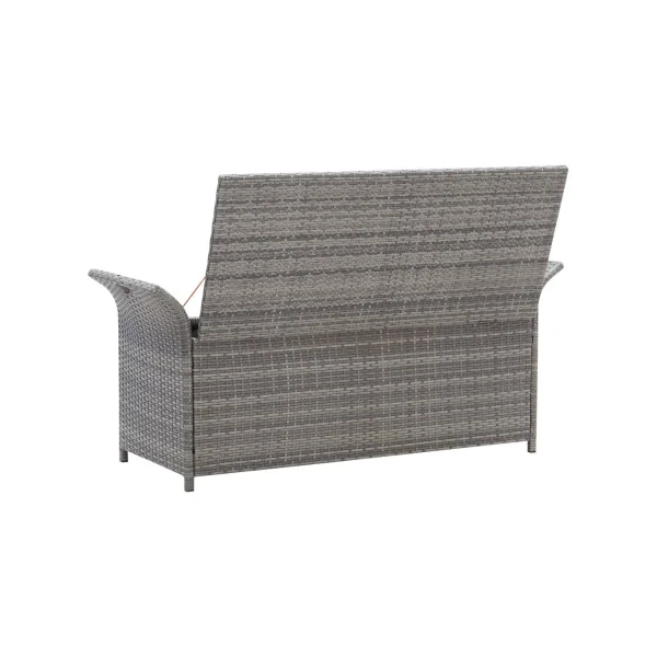 Banc de Jardin avec Coffre Rangement en Résine Tressée Gris 138 cm