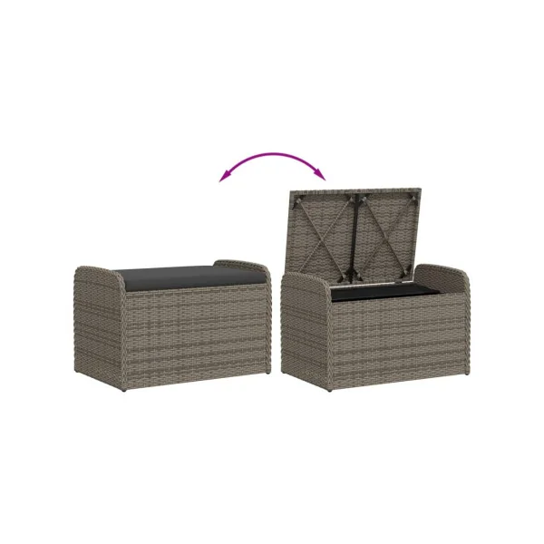 Banc de Jardin avec Coffre Rangement en Résine Tressée Gris 80 cm