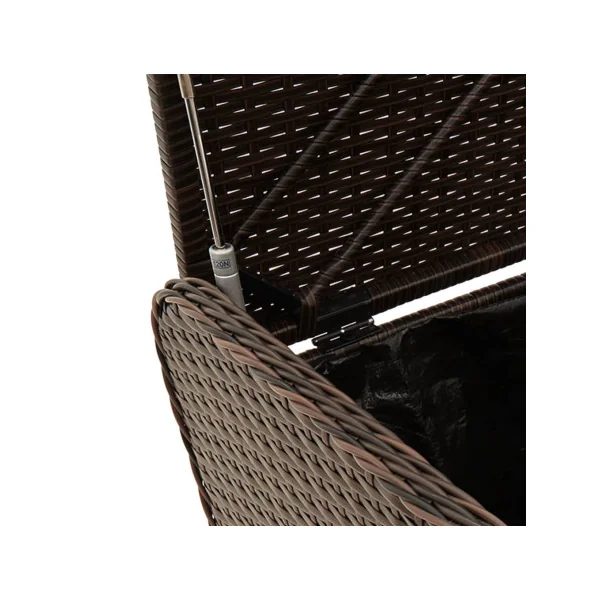 Banc de Jardin avec Coffre Rangement en Résine Tressée Marron 115 cm