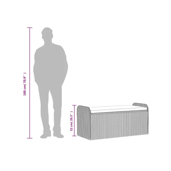 Banc de Jardin avec Coffre Rangement en Résine Tressée Marron 115 cm