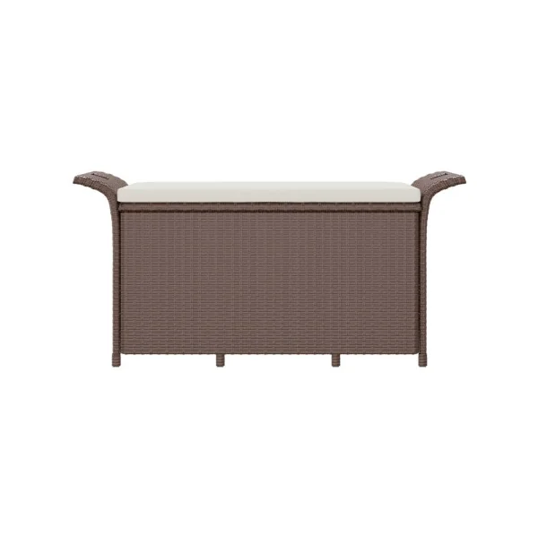 Banc de Jardin avec Coffre Rangement en Résine Tressée Marron 116 cm