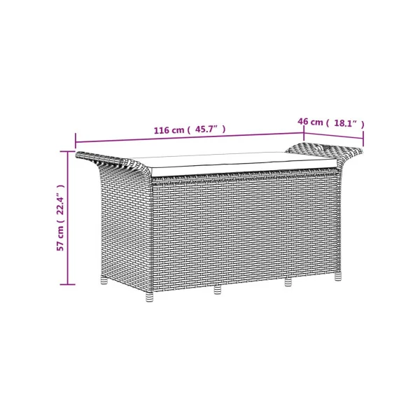 Banc de Jardin avec Coffre Rangement en Résine Tressée Marron 116 cm