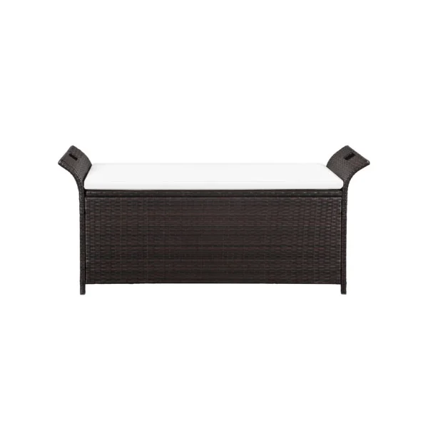 Banc de Jardin avec Coffre Rangement en Résine Tressée Marron 138 cm