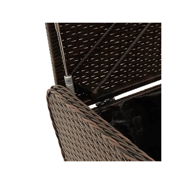Banc de Jardin avec Coffre Rangement en Résine Tressée Marron 80 cm