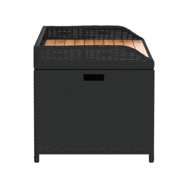 Banc de Jardin avec Coffre Rangement en Résine Tressée Noir 100 cm Dessus Acacia Massif