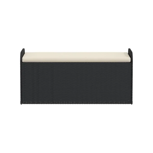Banc de Jardin avec Coffre Rangement en Résine Tressée Noir 115 cm