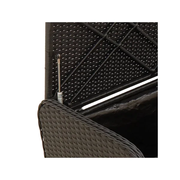 Banc de Jardin avec Coffre Rangement en Résine Tressée Noir 115 cm