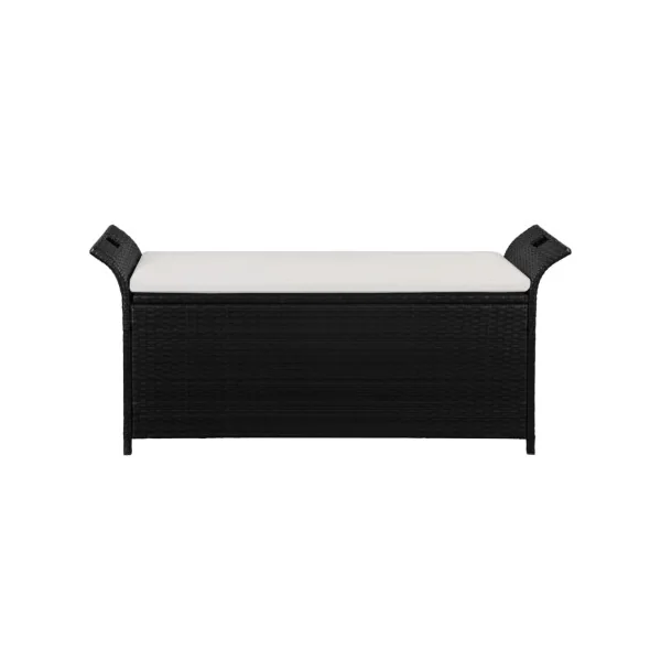 Banc de Jardin avec Coffre Rangement en Résine Tressée Noir 138 cm