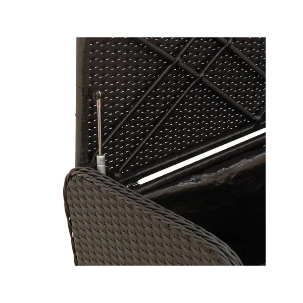 Banc de Jardin avec Coffre Rangement en Résine Tressée Noir 80 cm