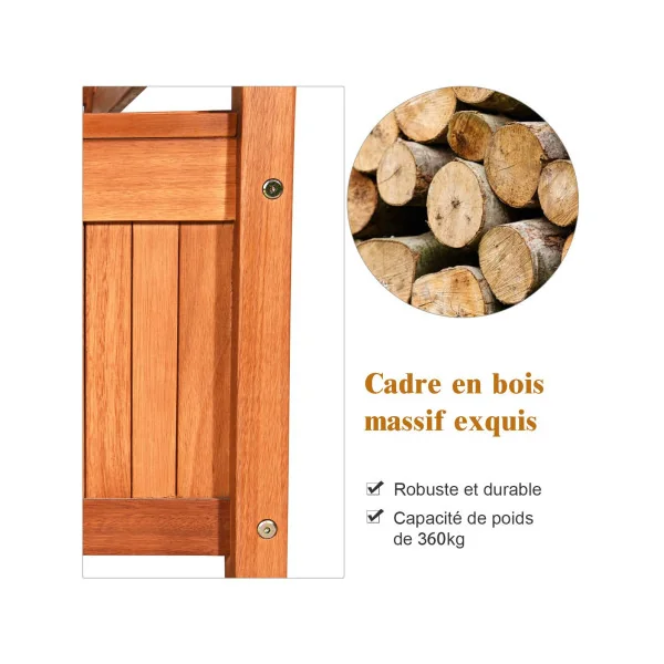 Banc de Jardin en Eucalyptus 2 Places avec Coffre de Rangement pour Jardin Terrasse Balcon