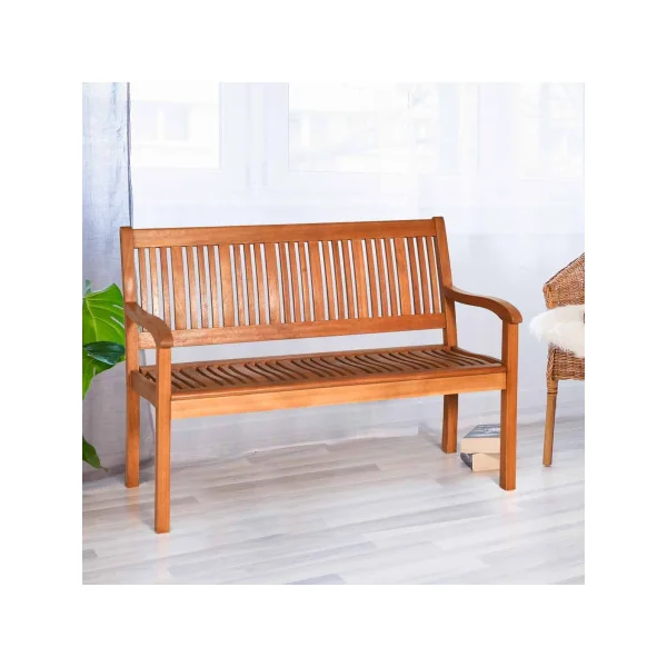 Banc de Jardin Eucalyptus Massif avec Accoudoir Mobilier Jardin Balcon Terrasse