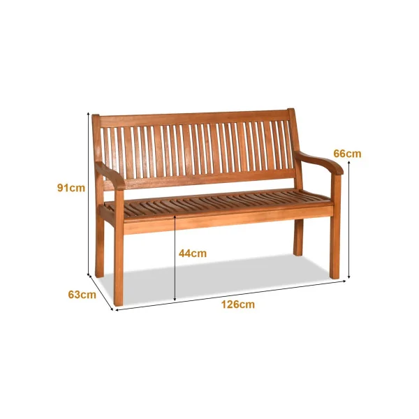 Banc de Jardin Eucalyptus Massif avec Accoudoir Mobilier Jardin Balcon Terrasse