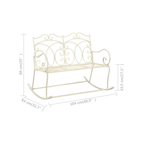 Banc de Jardin Rockincher en Fer Blanc Antique