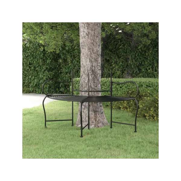 Banc Jardin en Métal 150 cm Banc Tour d'Arbre Banc Extérieur Banc Acier
