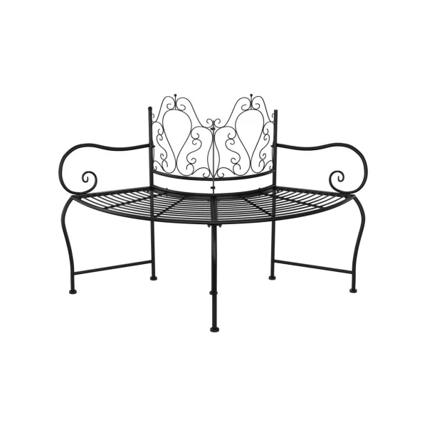 Banc Jardin en Métal 150 cm Banc Tour d'Arbre Banc Extérieur Banc Acier