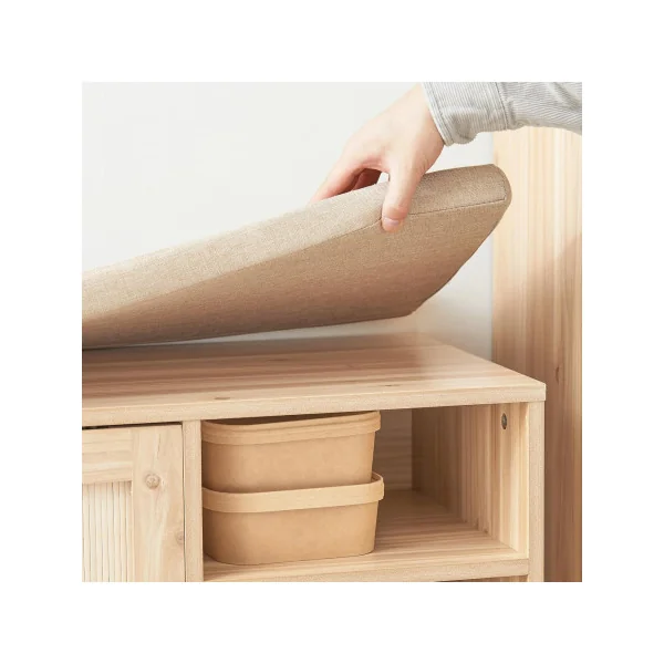 Banc à Chaussures avec Coussin Meuble Chaussures Banc d'Entrée Portes Coulissantes