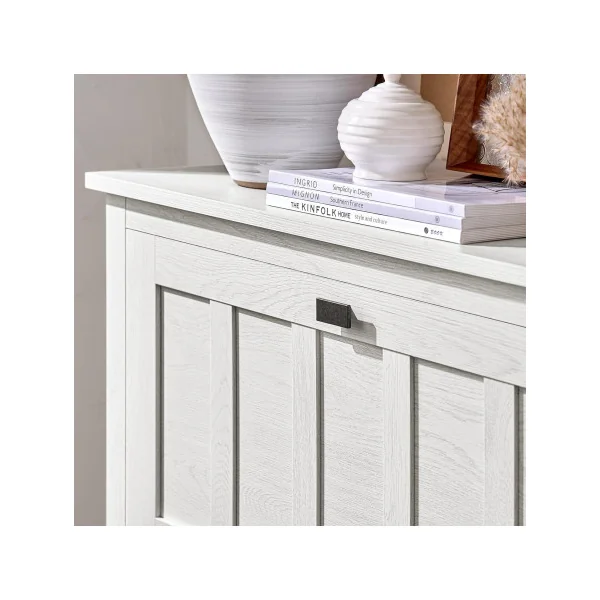 Banc à Chaussures Blanc effet Bois Armoire Chaussure 3 Abattants Meuble Chaussure Moderne