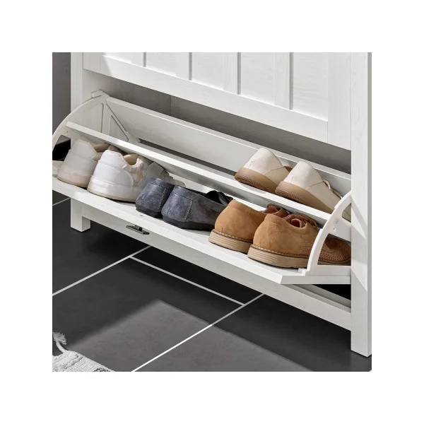 Banc à Chaussures Blanc effet Bois Armoire Chaussure 3 Abattants Meuble Chaussure Moderne