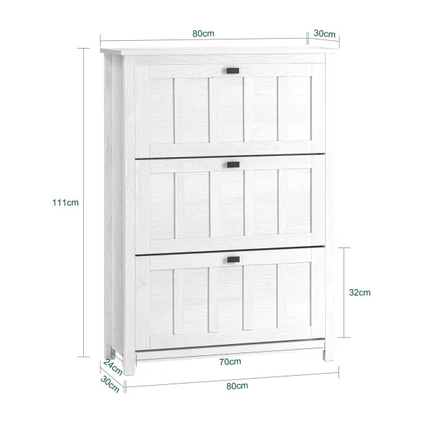 Banc à Chaussures Blanc effet Bois Armoire Chaussure 3 Abattants Meuble Chaussure Moderne