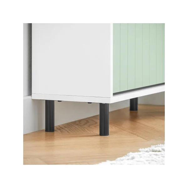 Banc à Chaussures Vert et Blanc Meuble Bas avec Rangement et Coussin Meuble Chaussure Moderne