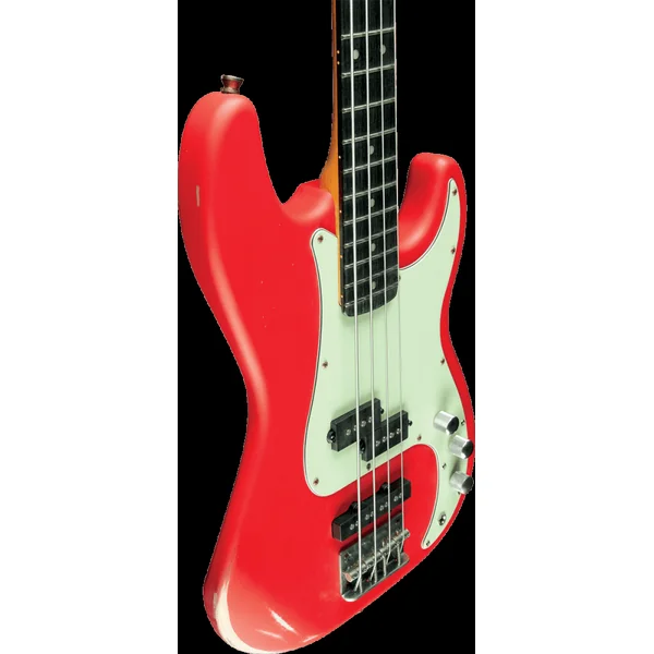 Basse Électrique Eko VPJ280 Relic Fiesta Red - Style Precision/Jazz