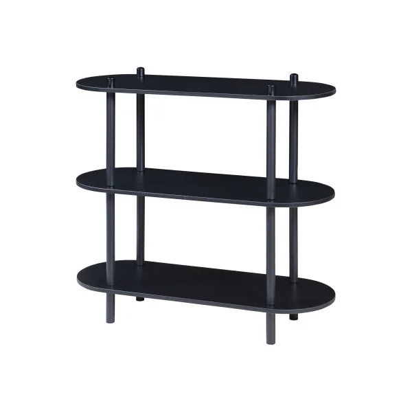 Bibliothèque 3 Etagère Livres Métal et Bois Noir Séparateur de Pièces 3 Niveaux