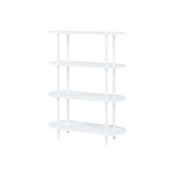 Bibliothèque 4 Etagère Livres Métal et Bois Blanc Séparateur de Pièces 4 Niveaux