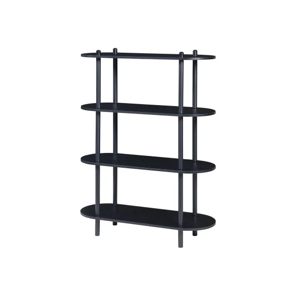 Bibliothèque 4 Etagère Livres Métal et Bois Noir Séparateur de Pièces 4 Niveaux