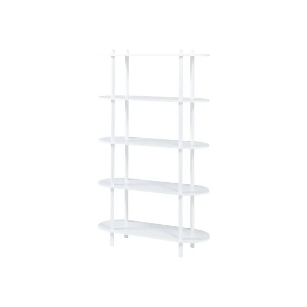 Bibliothèque 5 Etagère Livres Métal et Bois Blanc Séparateur de Pièces 5 Niveaux