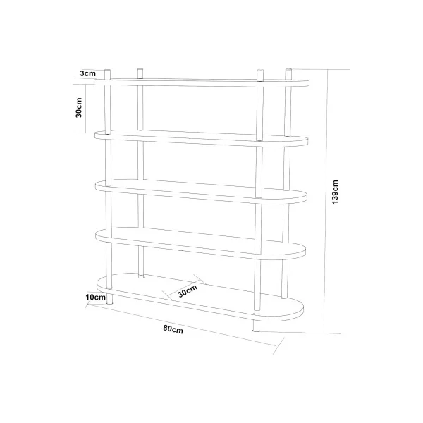Bibliothèque 5 Etagère Livres Métal et Bois Blanc Séparateur de Pièces 5 Niveaux