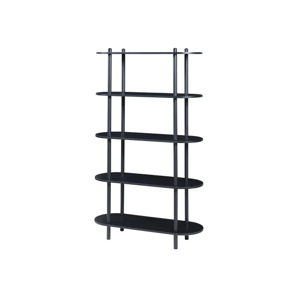 Bibliothèque 5 Etagère Livres Métal et Bois Noir Séparateur de Pièces 5 Niveaux