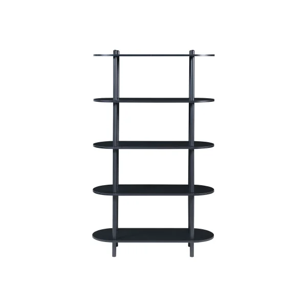 Bibliothèque 5 Etagère Livres Métal et Bois Noir Séparateur de Pièces 5 Niveaux