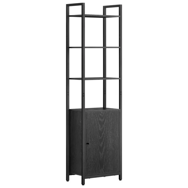 Bibliothèque 6 Niveaux Placard Noir Boisé Rustique Meuble Rangement Salon Chambre