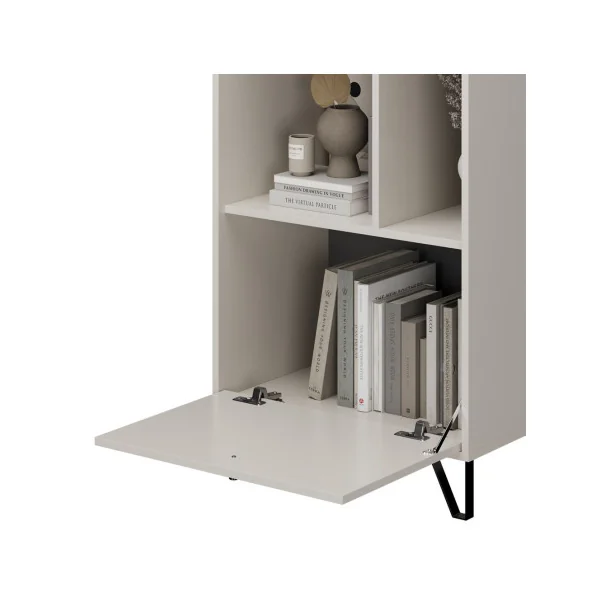 Bibliothèque Blanche / Beige de Salon Meuble Rangement Moderne avec Placard Armoire de Salon