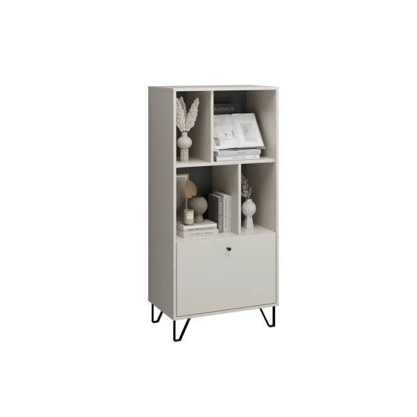 Bibliothèque Blanche / Beige de Salon Meuble Rangement Moderne avec Placard Armoire de Salon