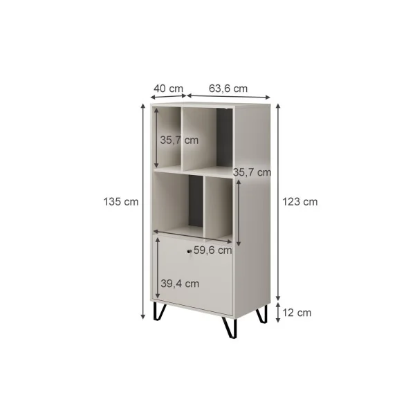 Bibliothèque Blanche / Beige de Salon Meuble Rangement Moderne avec Placard Armoire de Salon