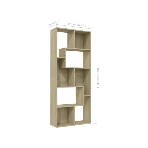 Bibliothèque Chêne 161 cm Meuble Livres Etagère Design