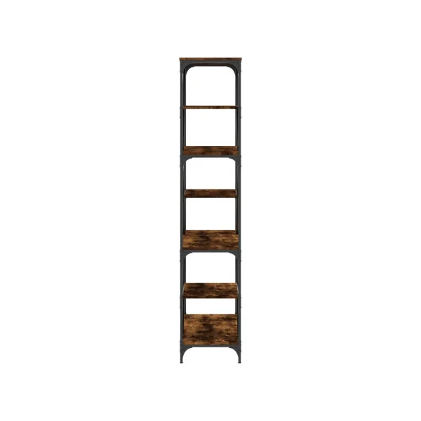 Bibliothèque Chêne Fumé Industrielle Etagère 6 niveaux Meuble rangement Salon