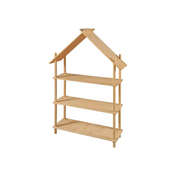 Bibliothèque en Bambou Enfant Montessori 3 Niveaux Etagère Chambre Enfant Forme de Maison