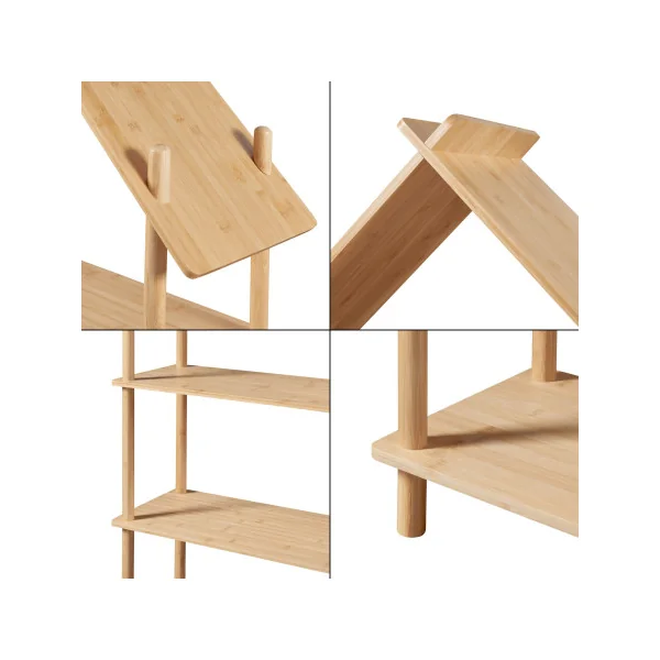 Bibliothèque en Bambou Enfant Montessori 3 Niveaux Etagère Chambre Enfant Forme de Maison