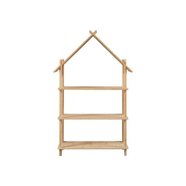 Bibliothèque en Bambou Enfant Montessori 3 Niveaux Etagère Chambre Enfant Forme de Maison