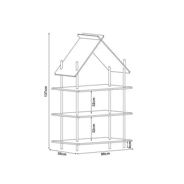 Bibliothèque en Bambou Enfant Montessori 3 Niveaux Etagère Chambre Enfant Forme de Maison