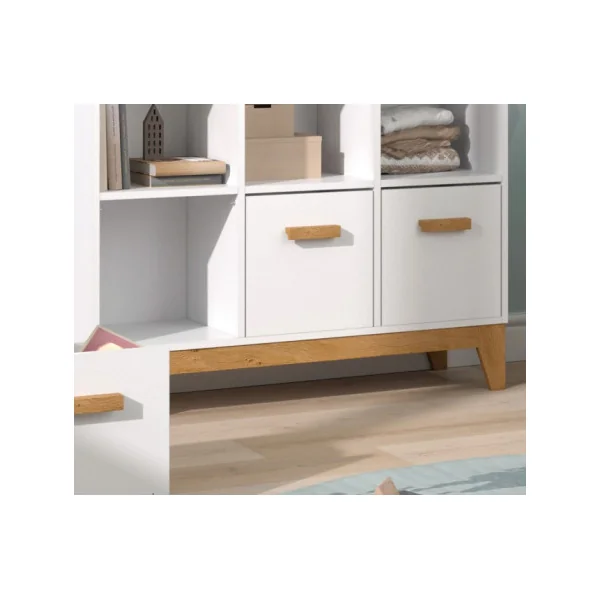 Bibliothèque Enfant 5 Compartiments 3 Caissons Etagère à Livres pour Enfant Meuble Rangement Chambre