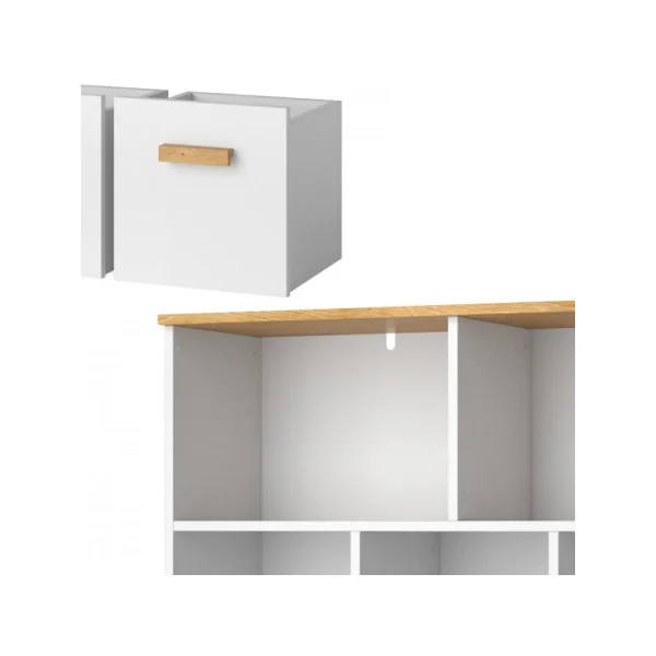 Bibliothèque Enfant 5 Compartiments 3 Caissons Etagère à Livres pour Enfant Meuble Rangement Chambre